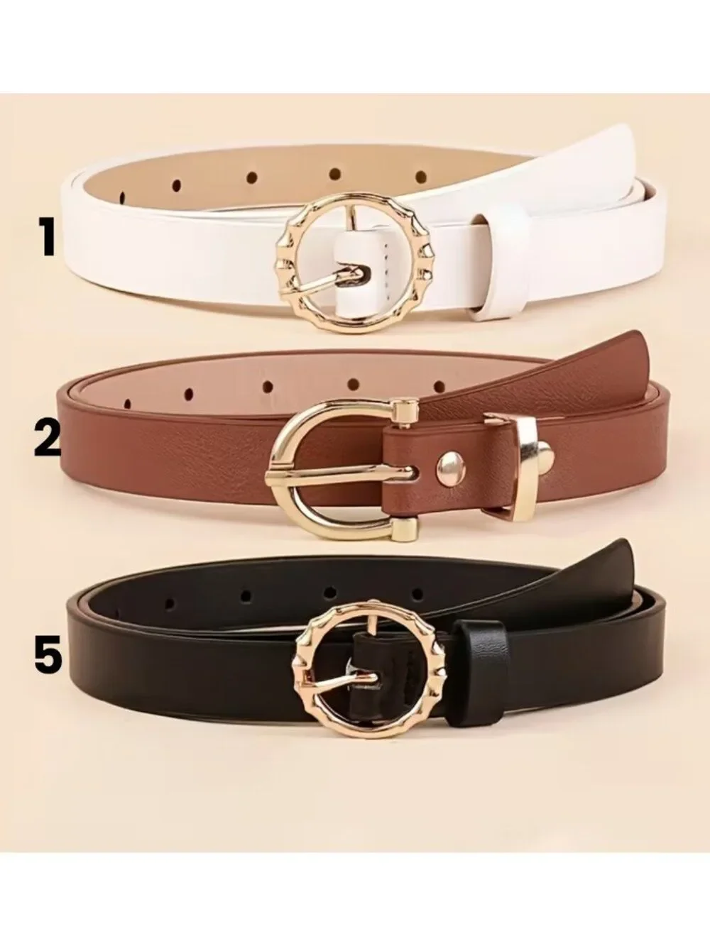 NWT Classic Faux Leather Belts Gold Hardware Neutrals Assorted 5 Styles